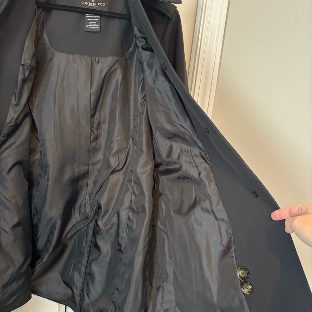 London Fog Black Women's Rain Coat Large - Picture 6 of 7